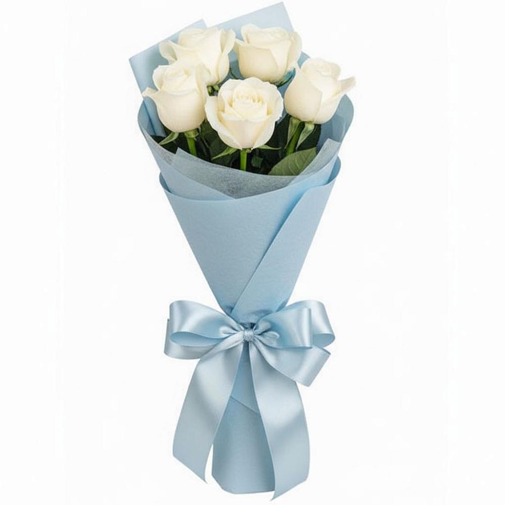 Букет 5 Белых роз Проуд в Большом Селе