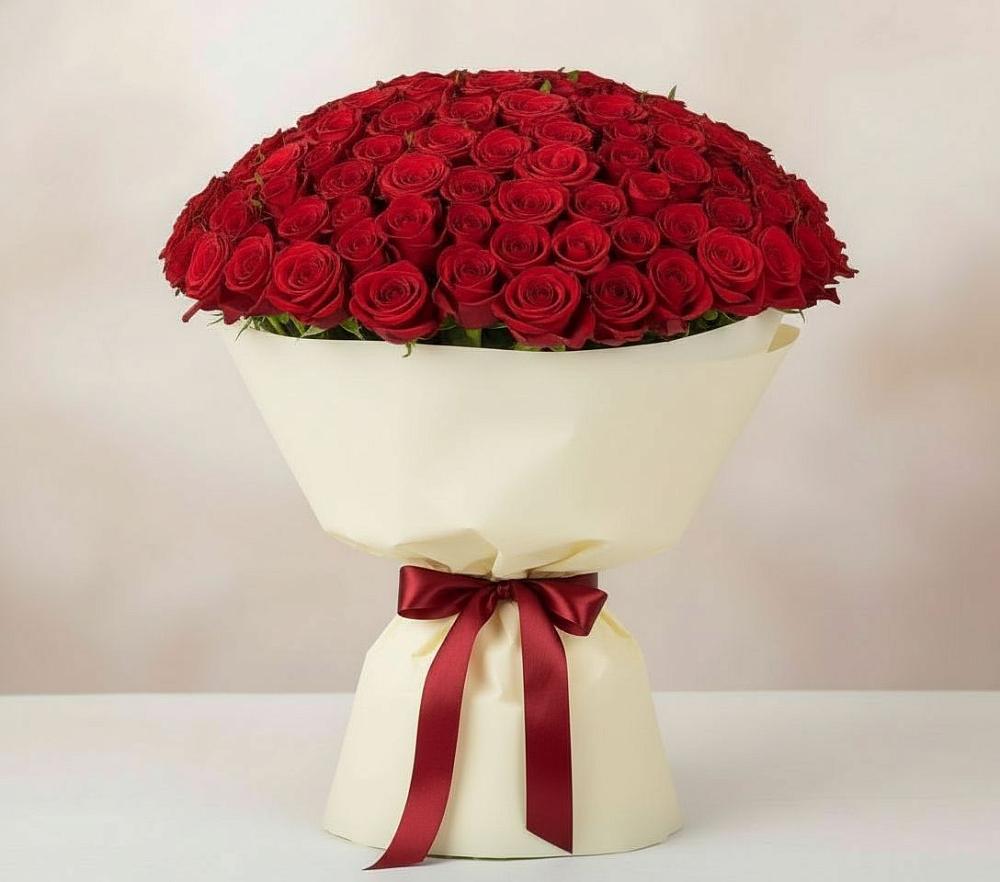 Букет 101 Красная роза Милано в Большом Селе