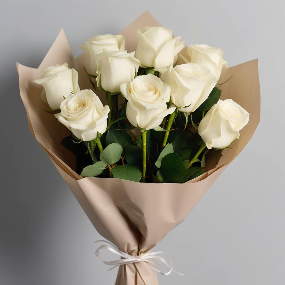 Букет 9 Белых роз Эдлесс Лав в Большом Селе