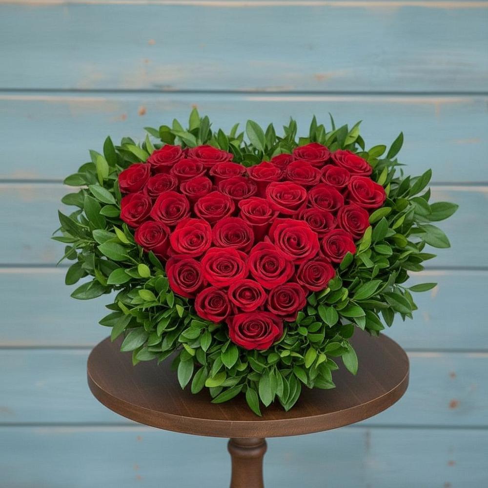 Цветочная композиция из Розы в виде сердца в Большом Селе