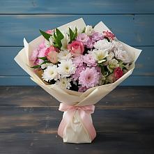 Букет цветов из:  Хризантемы, Альстромерии и Розы в Большом Селе