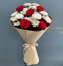 Букет цветов из:  Розы и Хризантемы в Большом Селе