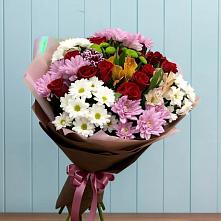 Букет цветов из:  Розы, Хризантемы и Альстромерии в Большом Селе