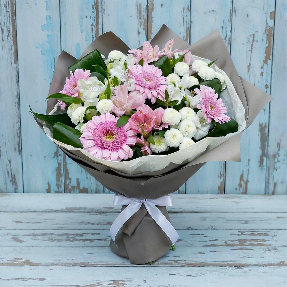 Букет цветов из: Герберы, Альстромерии и Хризантемы в Большом Селе